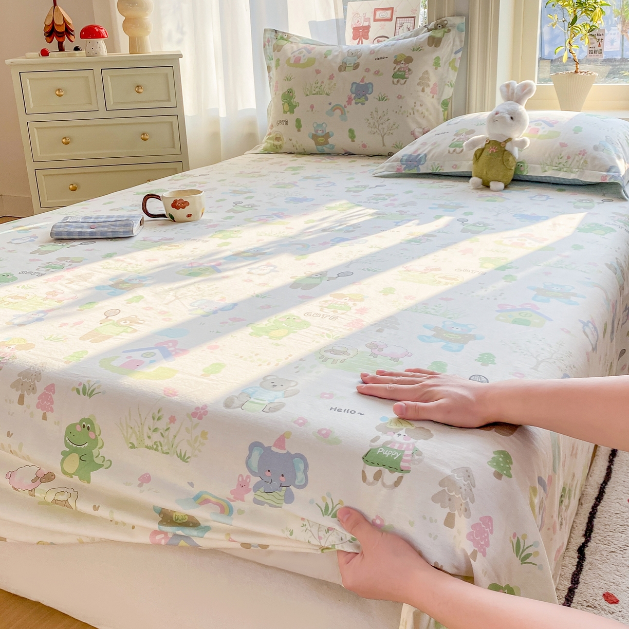 91家纺网 家纺一手货源 找家纺 花梦欣 2026新款全棉印花单品系列2花卉款-单床单 妙趣乐园