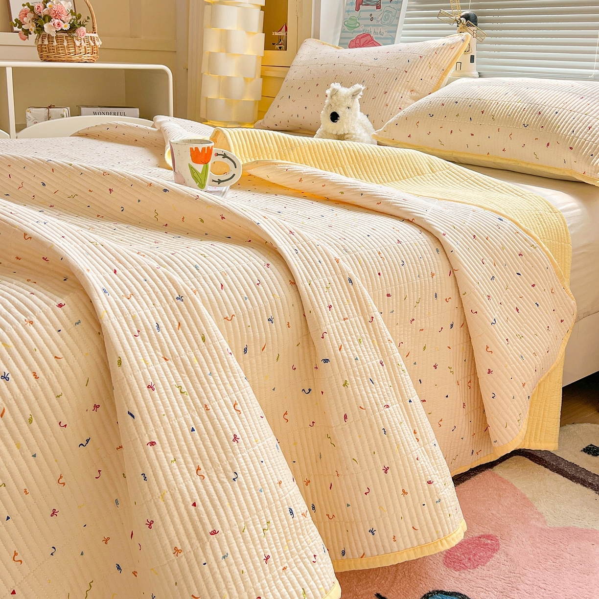 91家纺网 家纺一手货源 找家纺 （总）优选 2026新款木棉印花床盖三件套