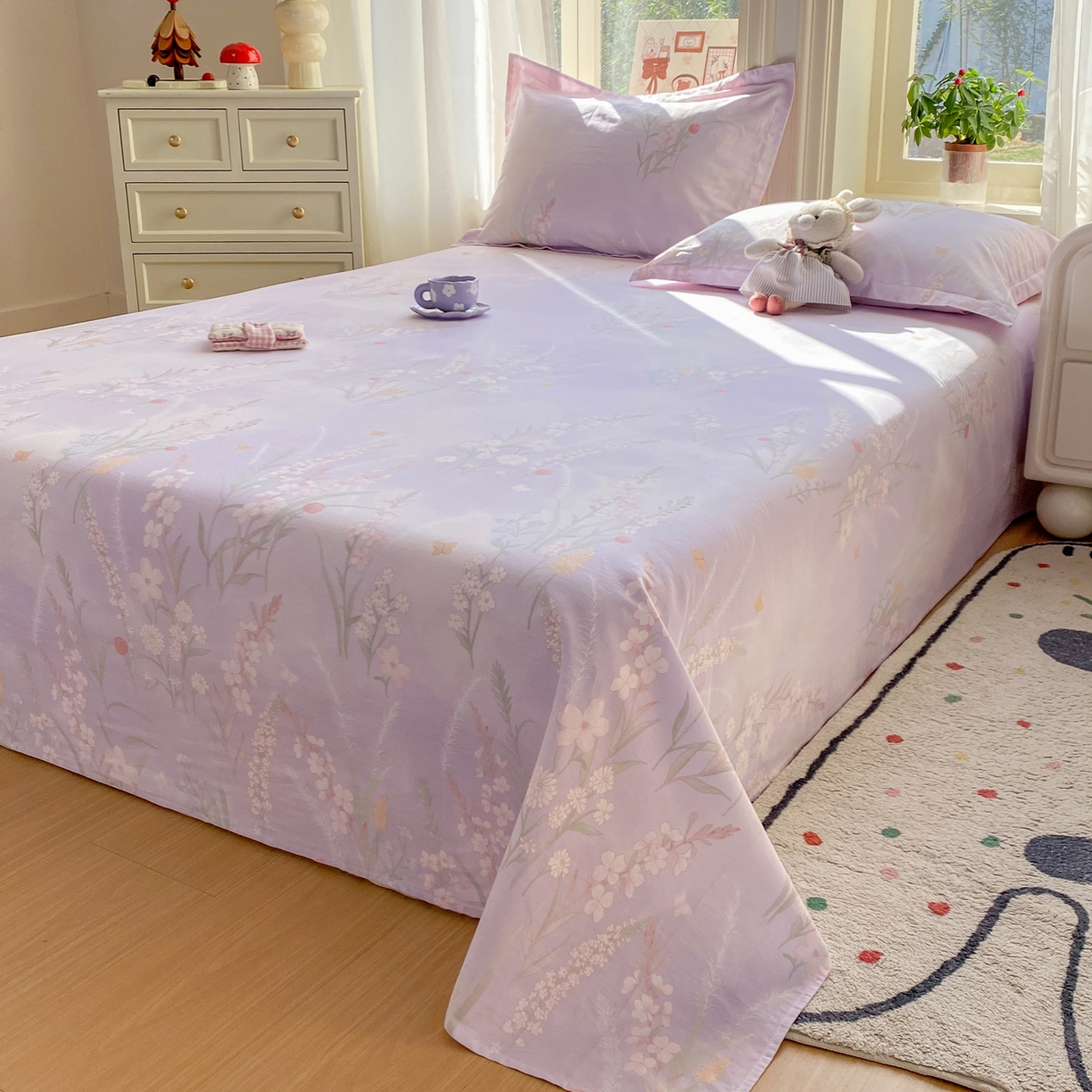 91家纺网 家纺一手货源 找家纺 花梦欣 2026新款全棉印花单品系列2花卉款-单床单 普罗旺斯