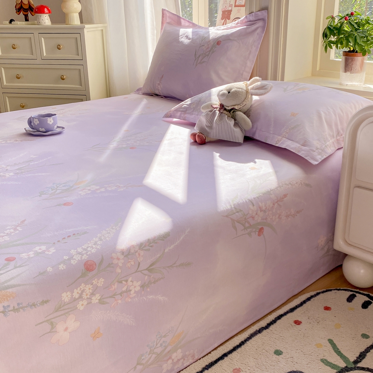 91家纺网 家纺一手货源 找家纺 花梦欣 2026新款全棉印花单品系列2花卉款-单床单 普罗旺斯