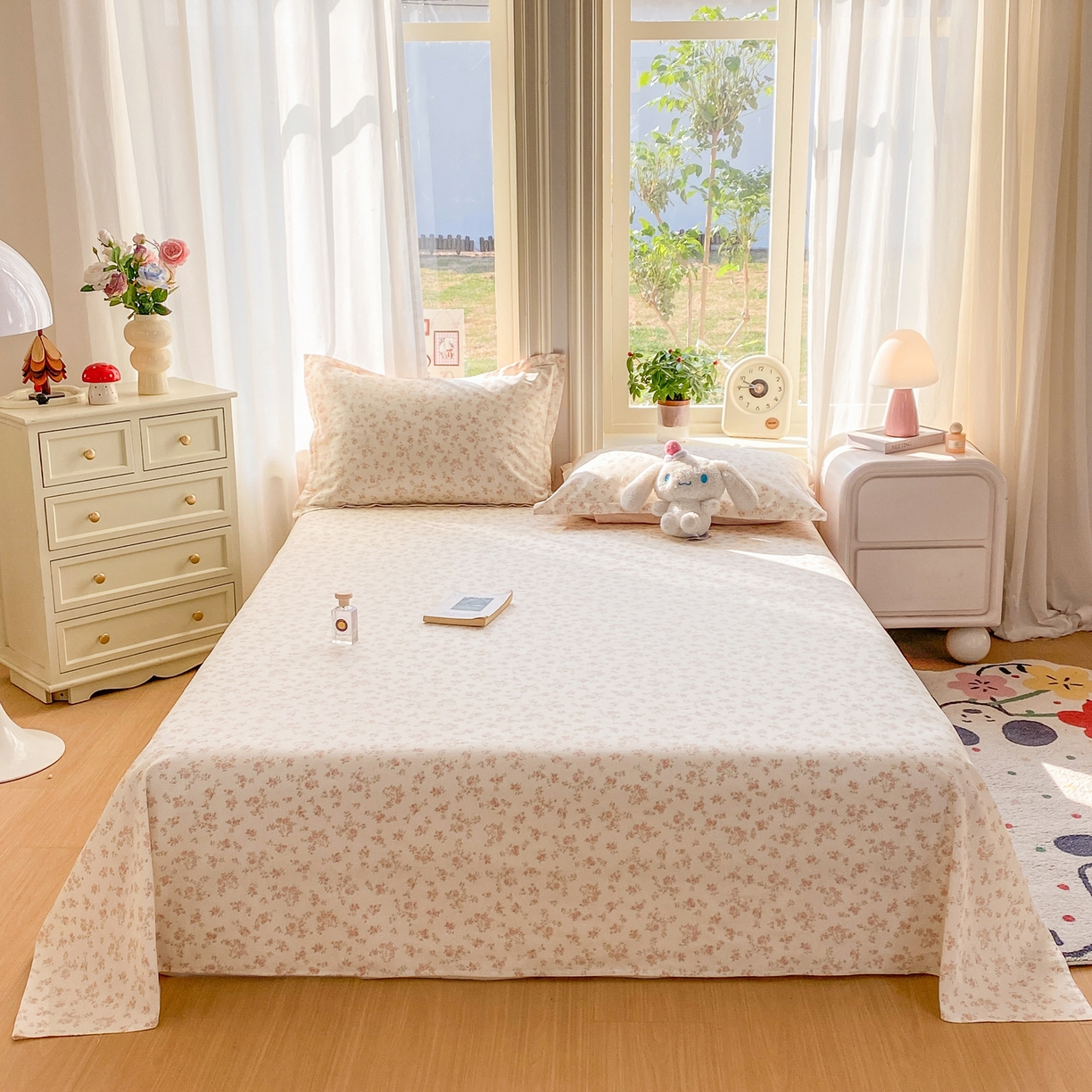 91家纺网 家纺一手货源 找家纺 花梦欣 2026新款全棉印花单品系列2花卉款-单床单 俏佳人