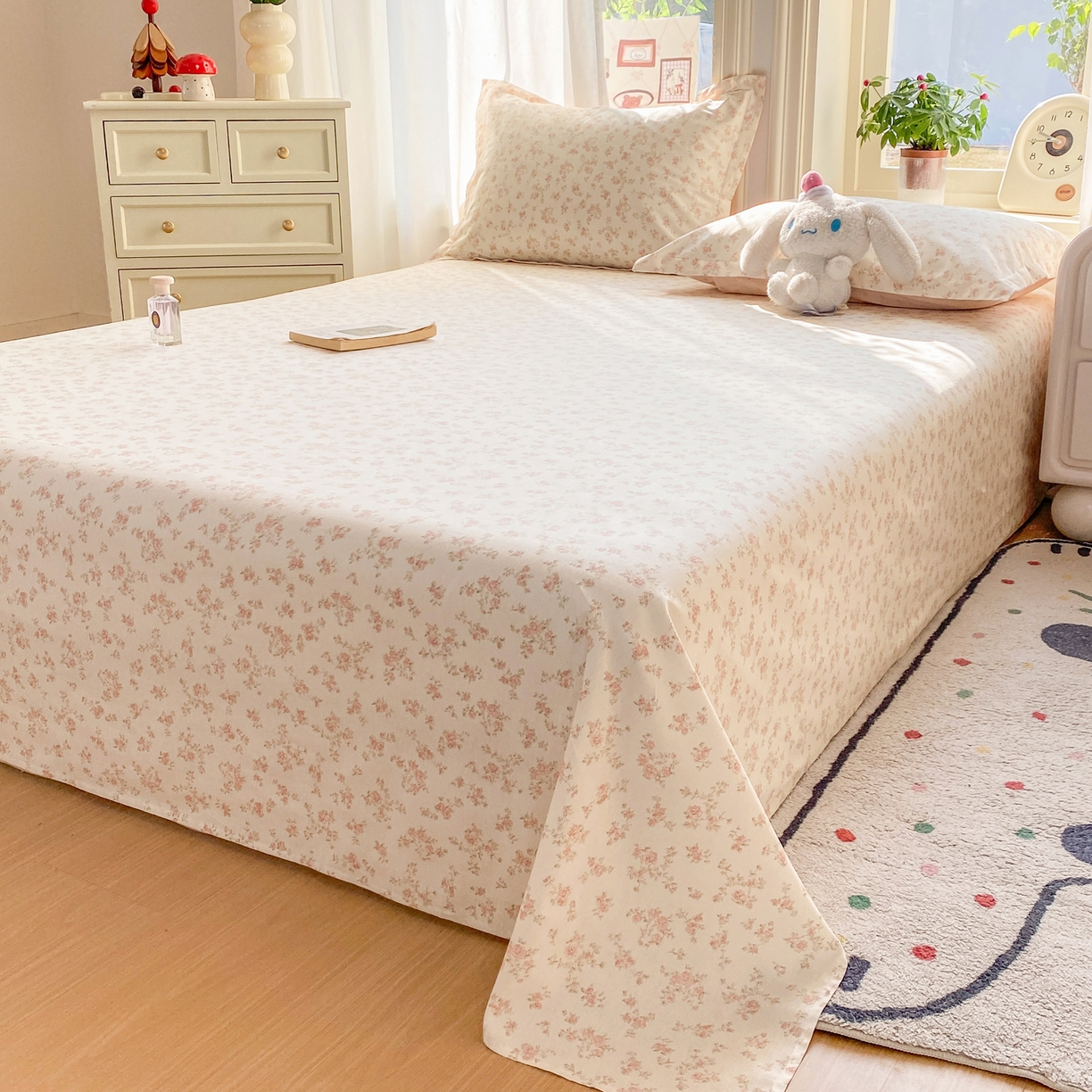 91家纺网 家纺一手货源 找家纺 花梦欣 2026新款全棉印花单品系列2花卉款-单床单 俏佳人