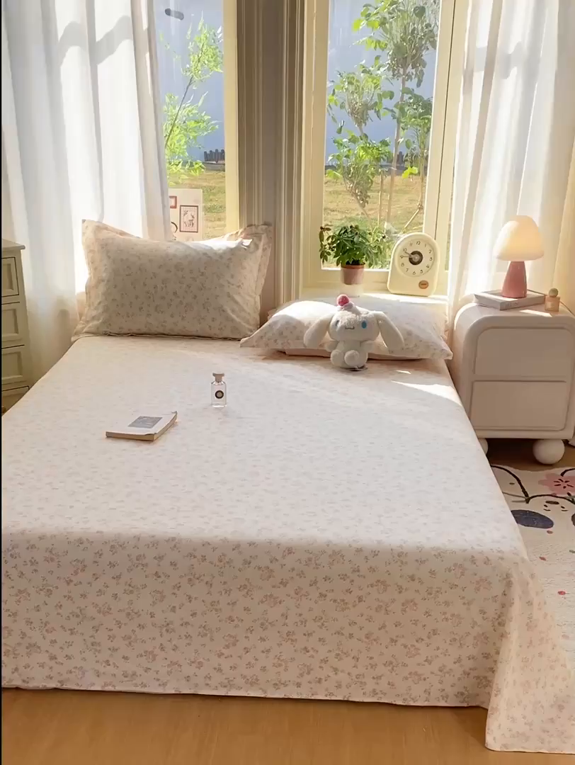 91家纺网 家纺一手货源 找家纺 花梦欣 2026新款全棉印花单品系列2花卉款-单床单 俏佳人