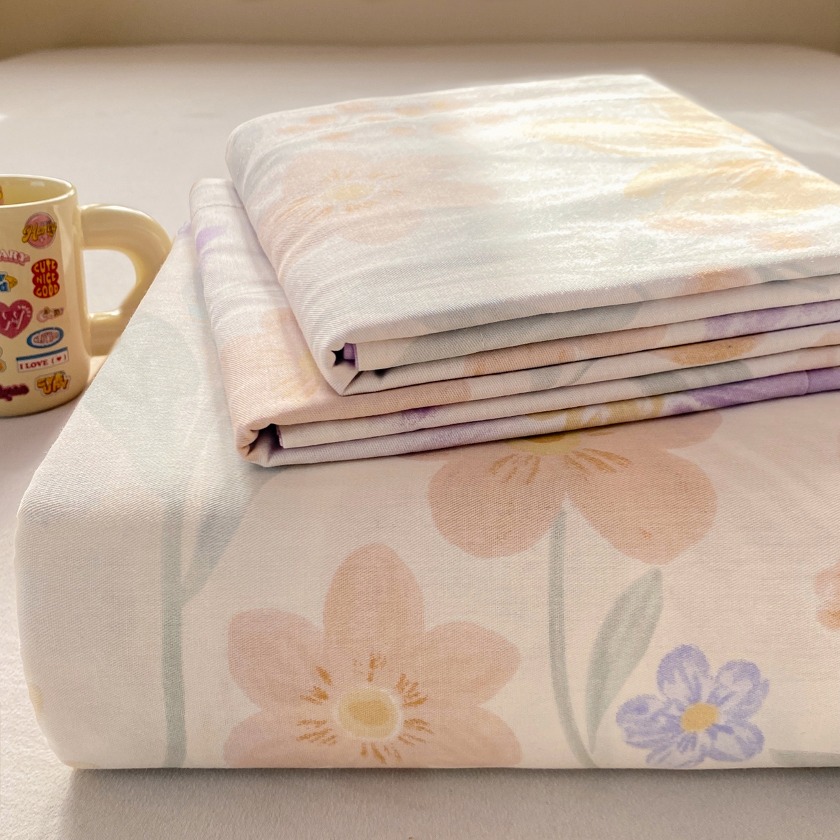 91家纺网 家纺一手货源 找家纺 花梦欣 2026新款全棉印花单品系列2花卉款-单床单 柔色花笺