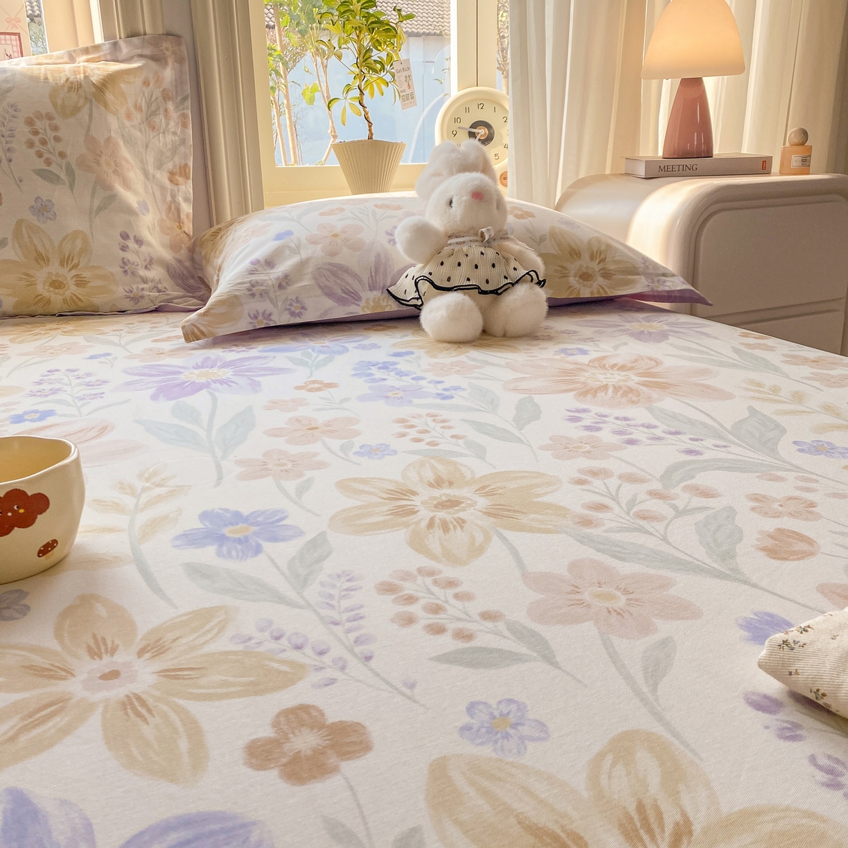 91家纺网 家纺一手货源 找家纺 花梦欣 2026新款全棉印花单品系列2花卉款-单床单 柔色花笺