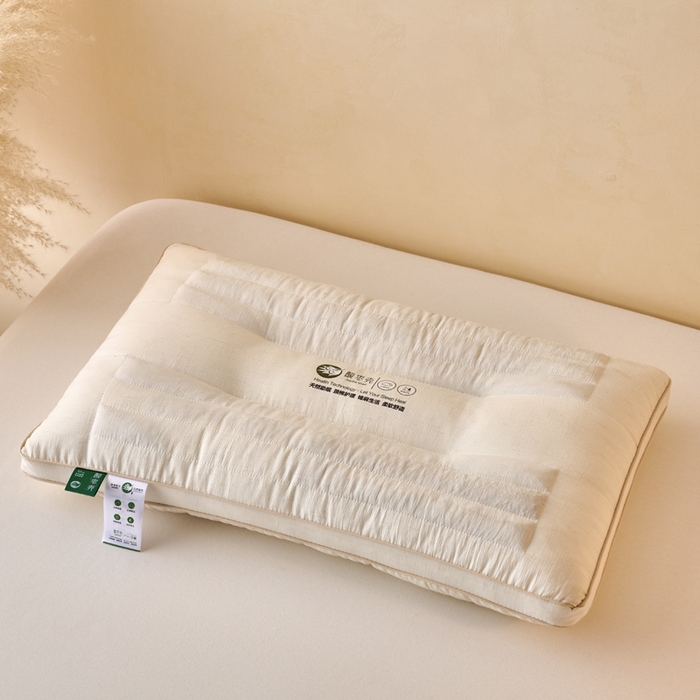 仁宇枕业 2026新款新品酸枣壳花草定型低枕头枕芯 酸枣壳花草定型枕-米色