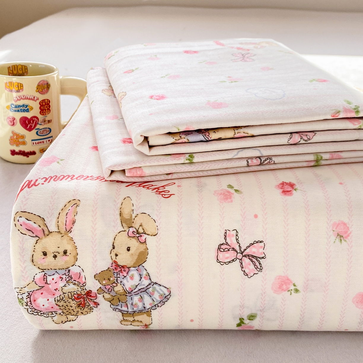 91家纺网 家纺一手货源 找家纺 花梦欣 2026新款全棉印花单品系列2花卉款-单床单 甜蜜纪念日