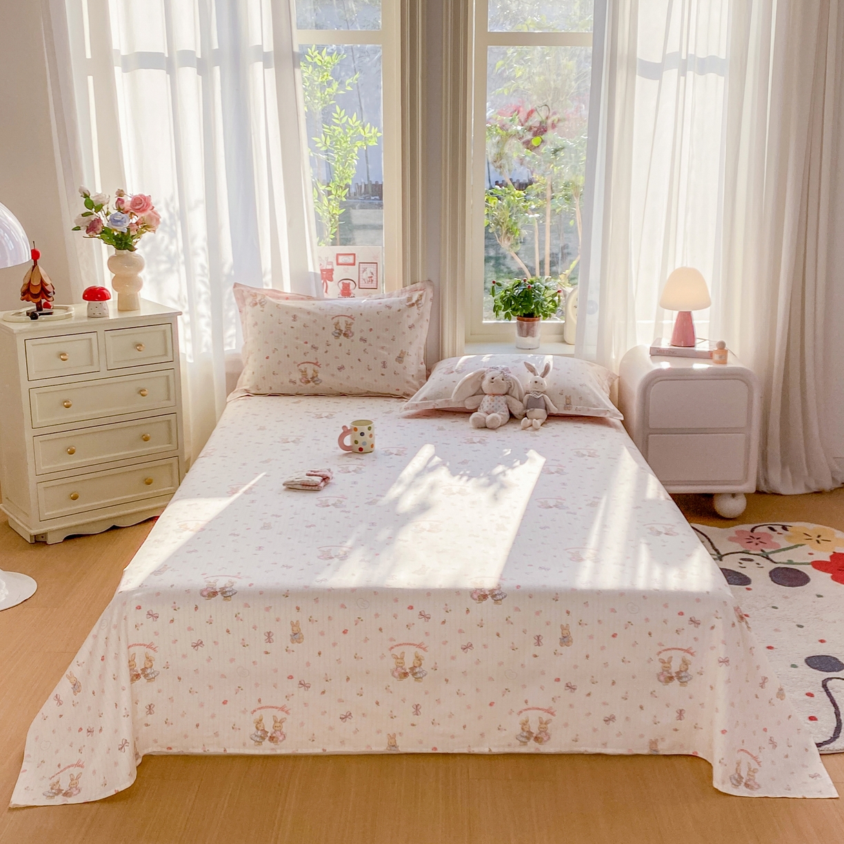 91家纺网 家纺一手货源 找家纺 花梦欣 2026新款全棉印花单品系列2花卉款-单床单 甜蜜纪念日