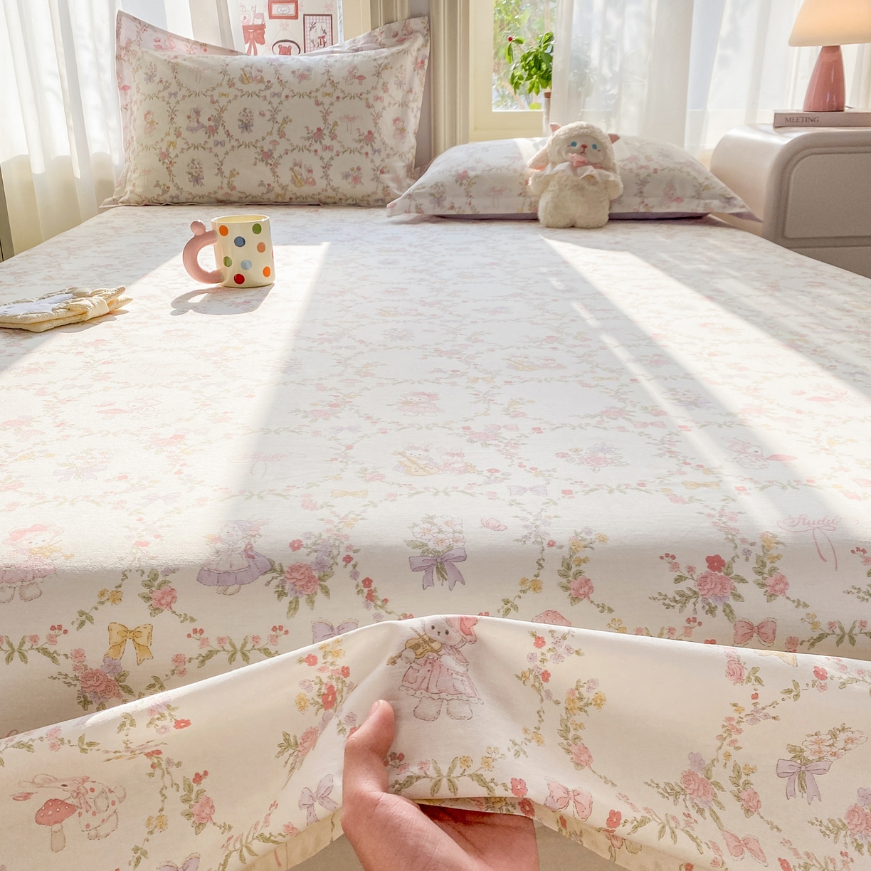 91家纺网 家纺一手货源 找家纺 花梦欣 2026新款全棉印花单品系列2花卉款-单床单 童话花町