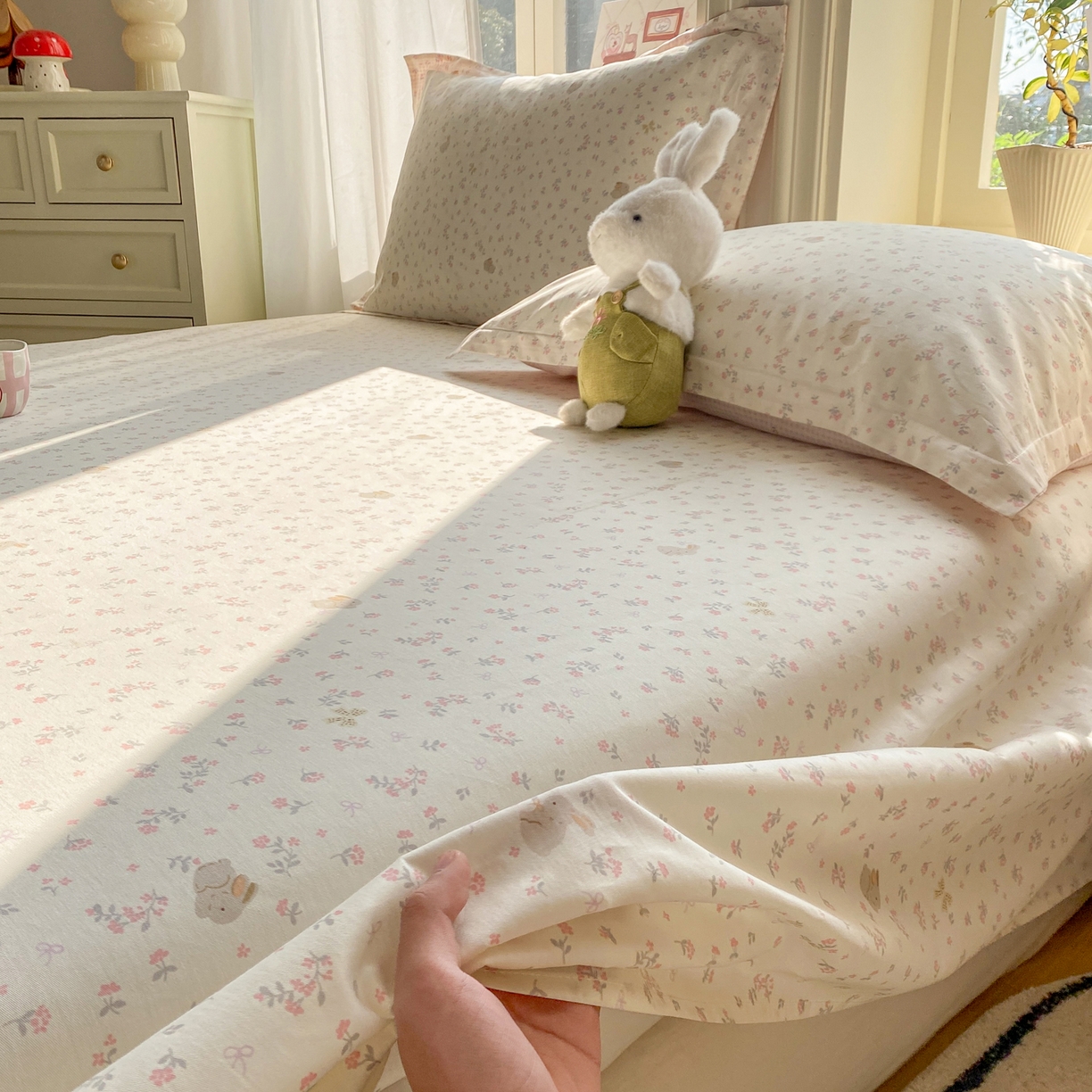 花梦欣 2026新款全棉印花单品系列2花卉款-单床单 微花耳耳粉