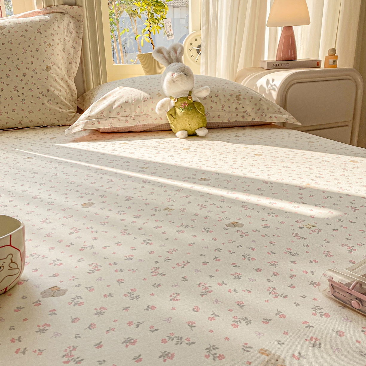 91家纺网 家纺一手货源 找家纺 花梦欣 2026新款全棉印花单品系列2花卉款-单床单 微花耳耳粉