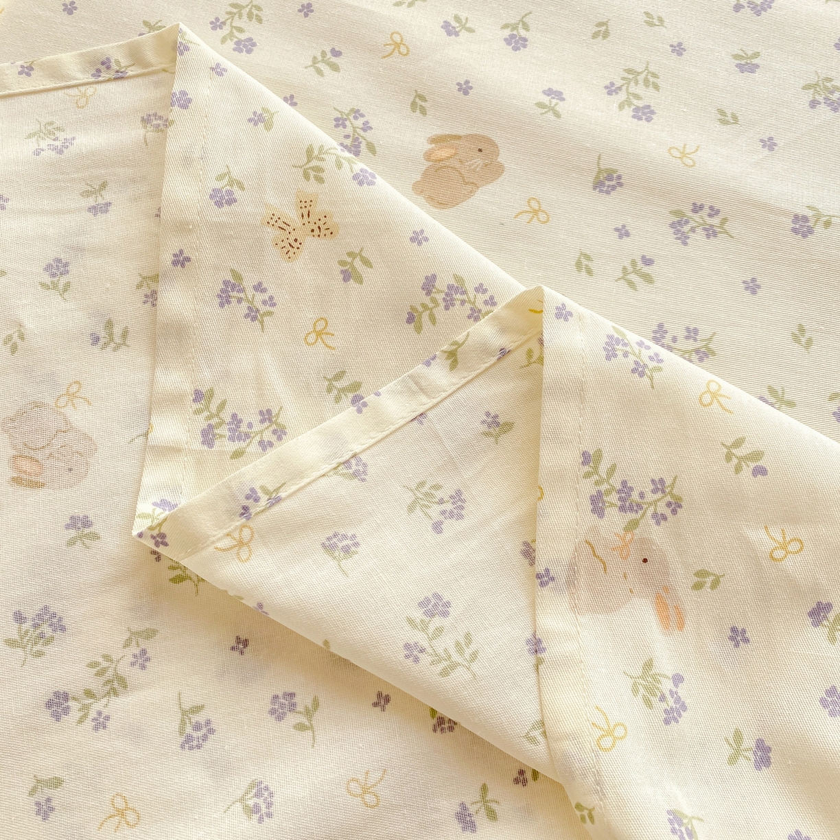 91家纺网 家纺一手货源 找家纺 花梦欣 2026新款全棉印花单品系列2花卉款-单床单 微花耳耳蓝