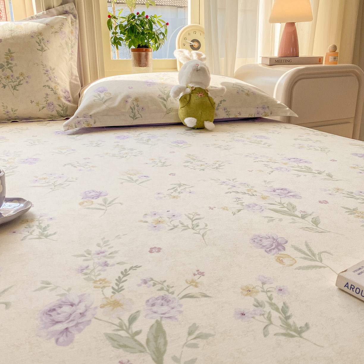 91家纺网 家纺一手货源 找家纺 花梦欣 2026新款全棉印花单品系列2花卉款-单床单 芜晴花紫