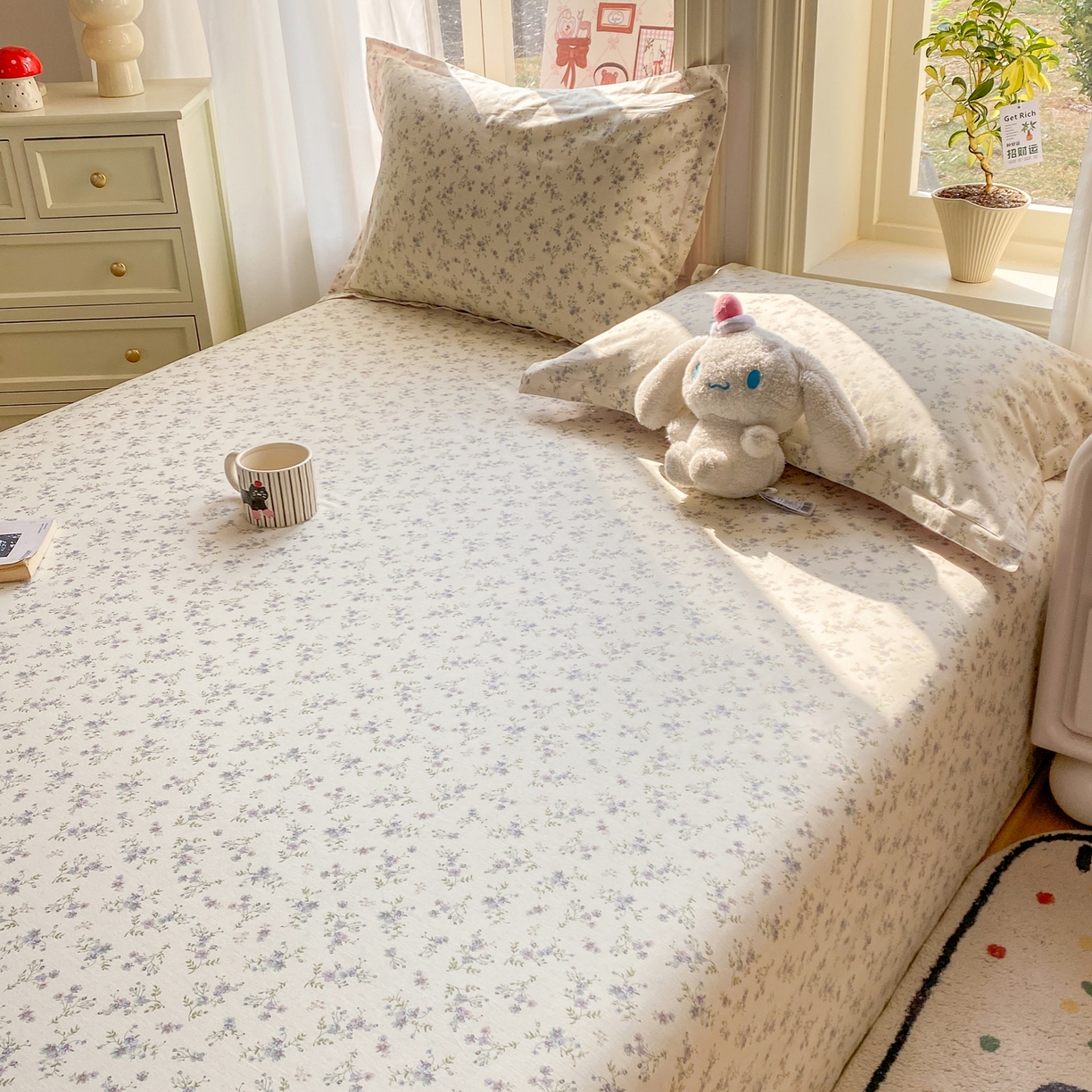 91家纺网 家纺一手货源 找家纺 花梦欣 2026新款全棉印花单品系列2花卉款-单床单 星辰蔷薇