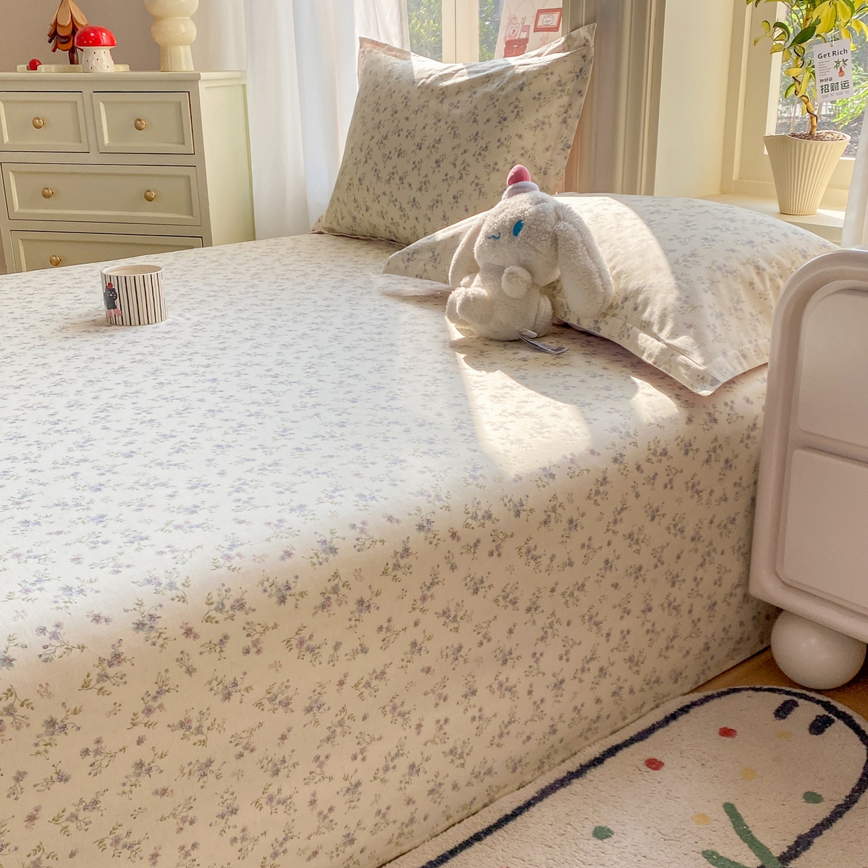 91家纺网 家纺一手货源 找家纺 花梦欣 2026新款全棉印花单品系列2花卉款-单床单 星辰蔷薇