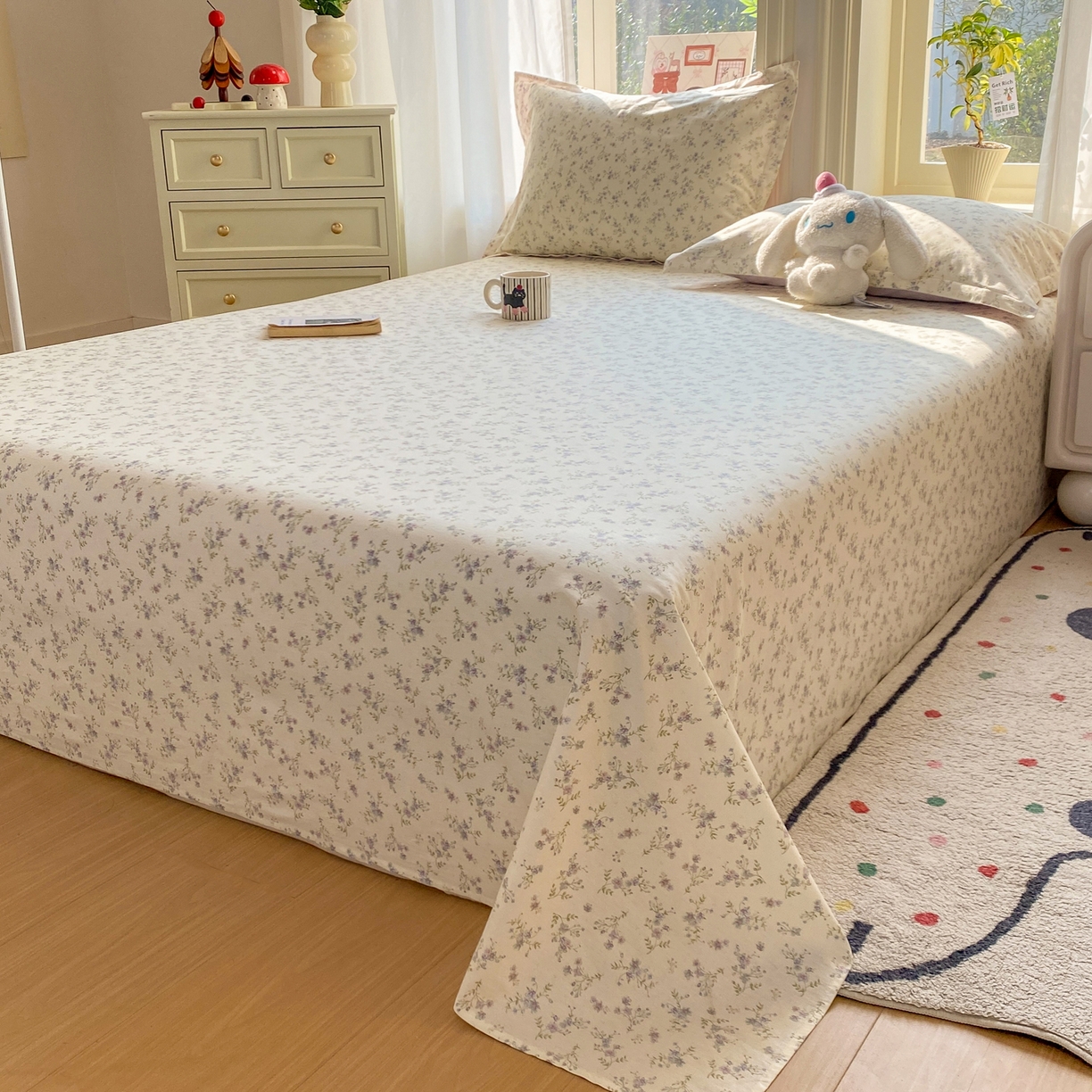 91家纺网 家纺一手货源 找家纺 花梦欣 2026新款全棉印花单品系列2花卉款-单床单 星辰蔷薇