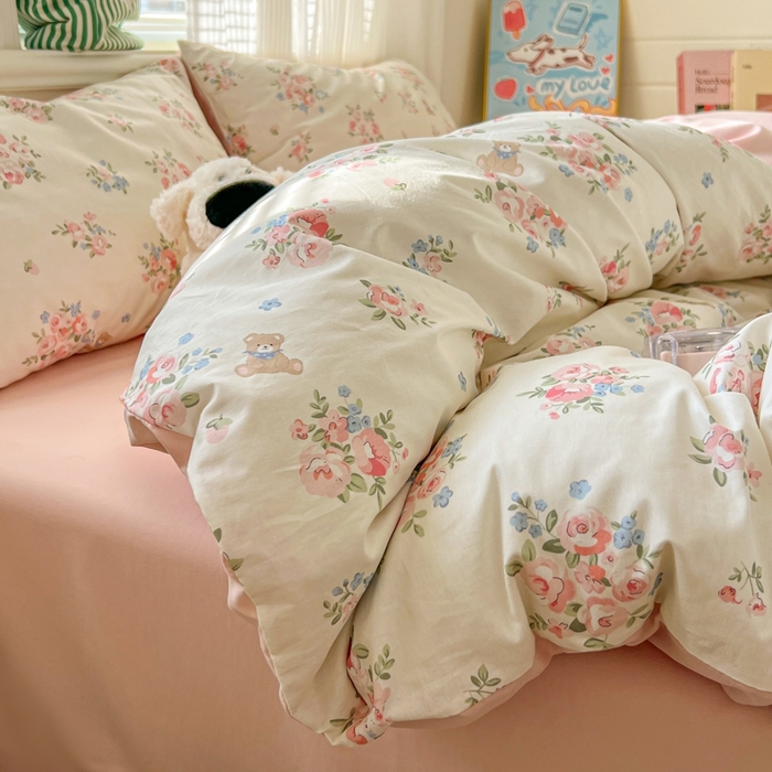 91家纺网 家纺一手货源 找家纺 漫仙阁家纺 2026新款纯棉学生宿舍A版100%新疆棉B版古法水洗三件套全棉四件套朝花夕拾