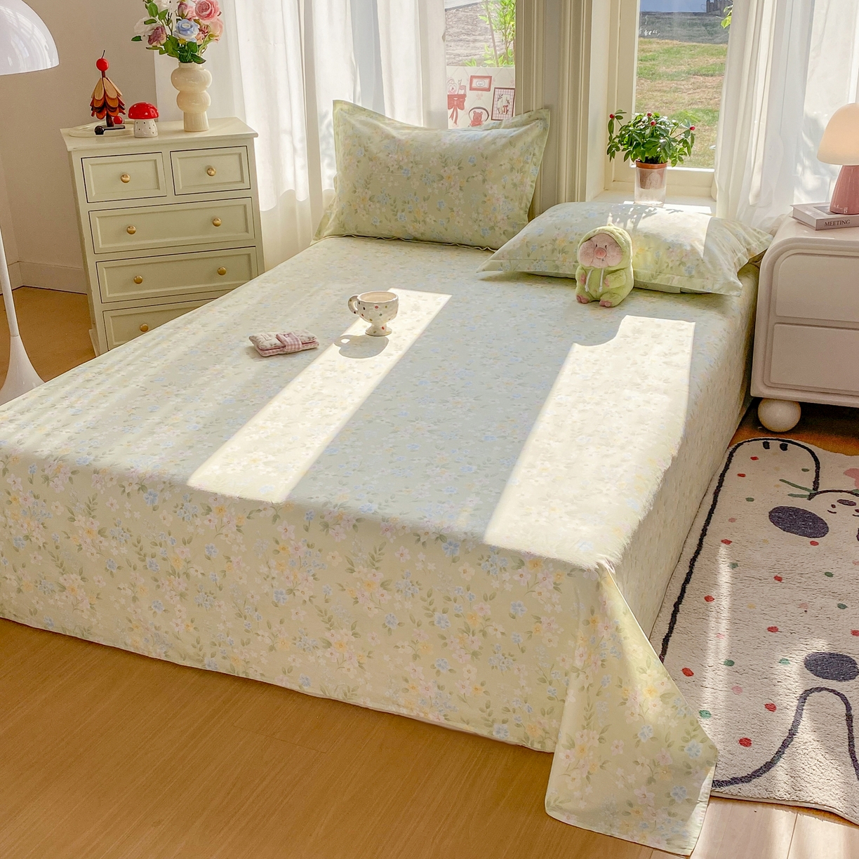 91家纺网 家纺一手货源 找家纺 花梦欣 2026新款全棉印花单品系列2花卉款-单床单 徐徐花开