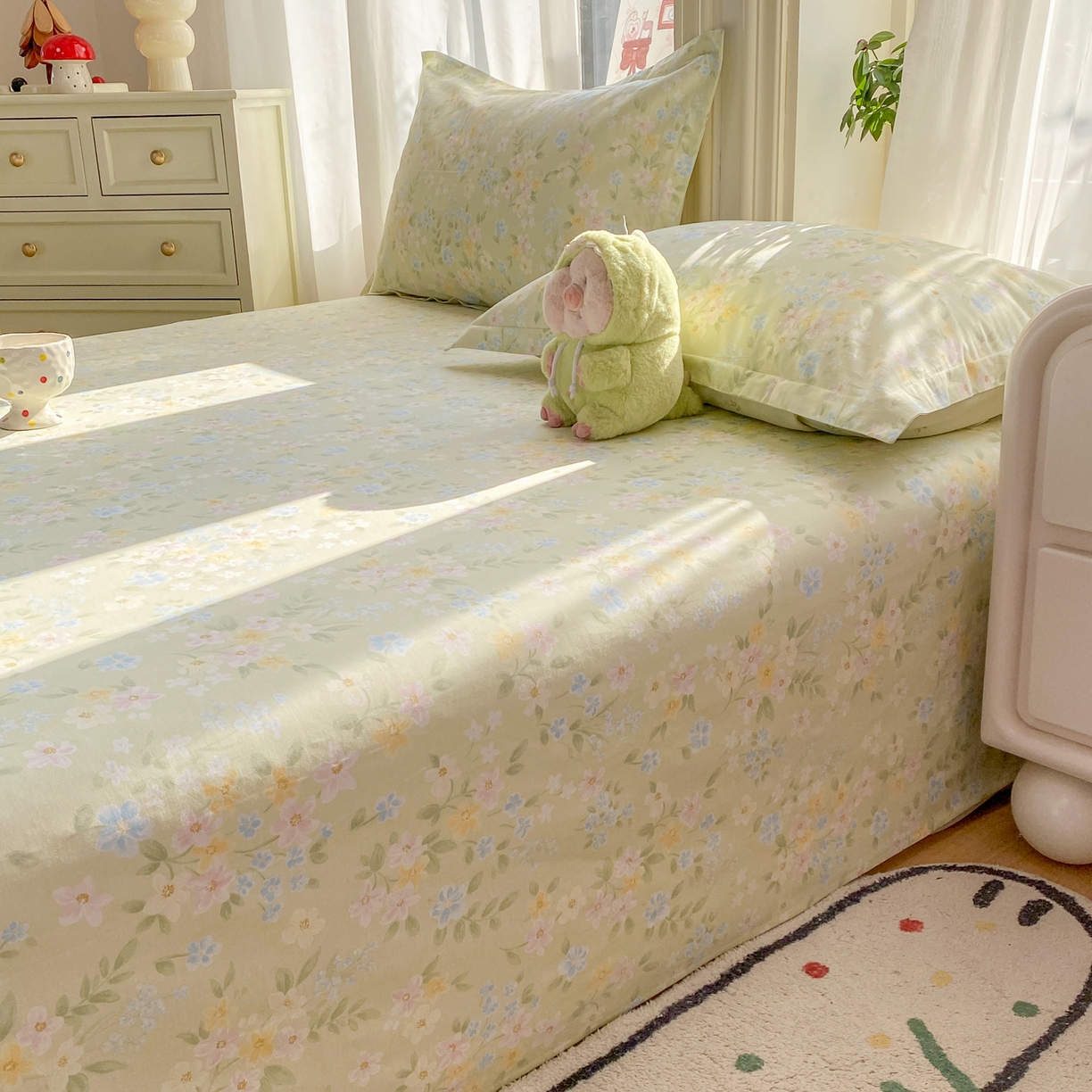 91家纺网 家纺一手货源 找家纺 花梦欣 2026新款全棉印花单品系列2花卉款-单床单 徐徐花开