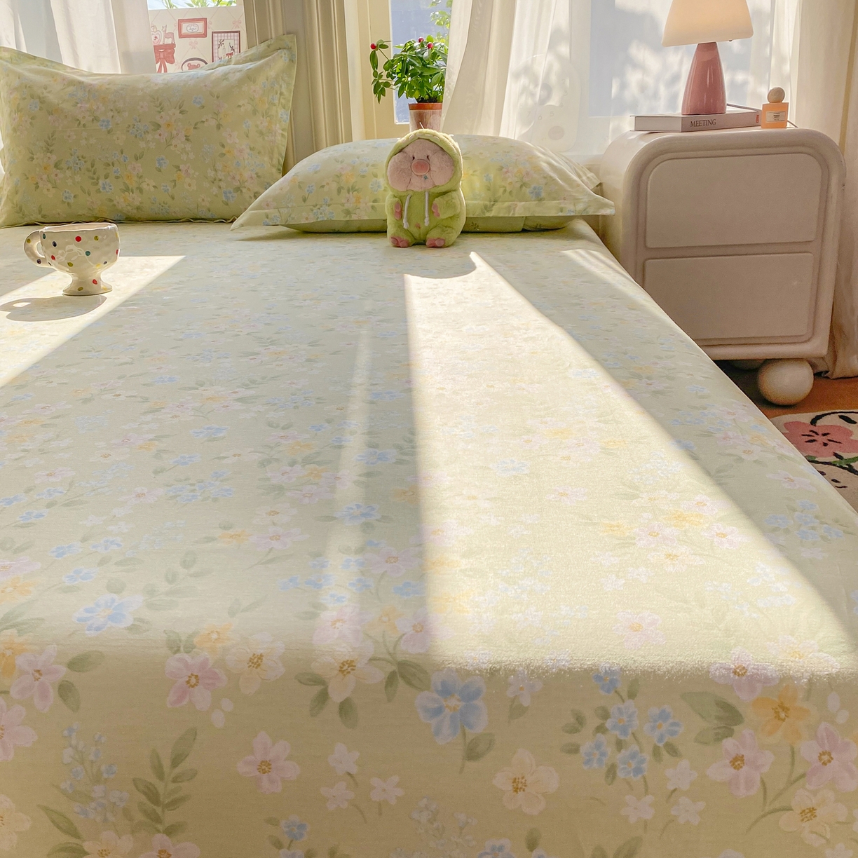 91家纺网 家纺一手货源 找家纺 花梦欣 2026新款全棉印花单品系列2花卉款-单床单 徐徐花开