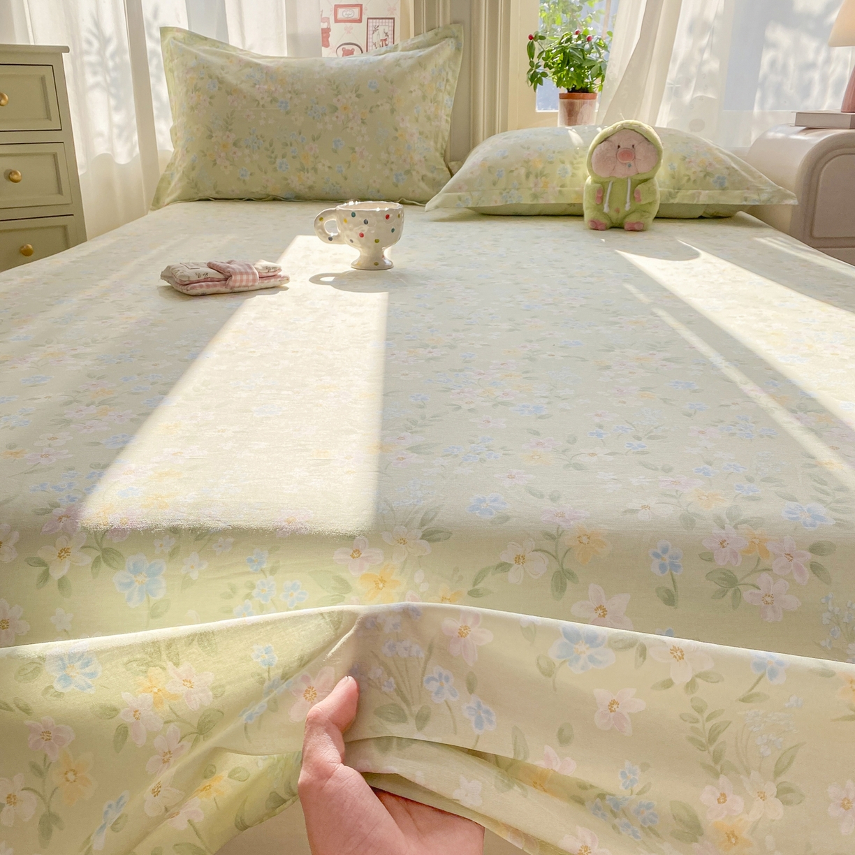 91家纺网 家纺一手货源 找家纺 花梦欣 2026新款全棉印花单品系列2花卉款-单床单 徐徐花开