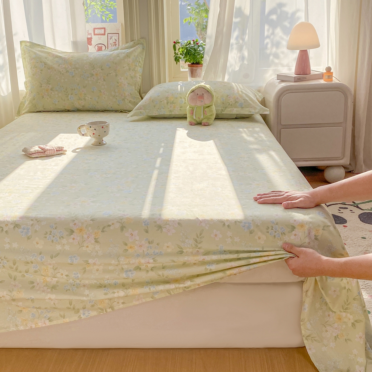 91家纺网 家纺一手货源 找家纺 花梦欣 2026新款全棉印花单品系列2花卉款-单床单 徐徐花开