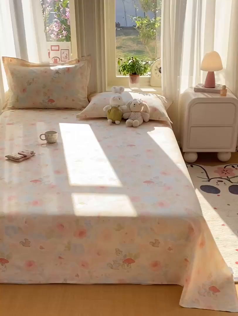 91家纺网 家纺一手货源 找家纺 花梦欣 2026新款全棉印花单品系列2花卉款-单床单 油画弦音