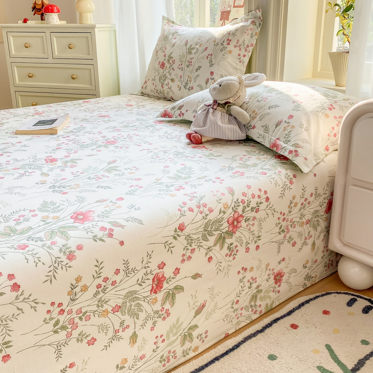 91家纺网 家纺一手货源 找家纺 花梦欣 2026新款全棉印花单品系列2花卉款-单床单 玉笛花间