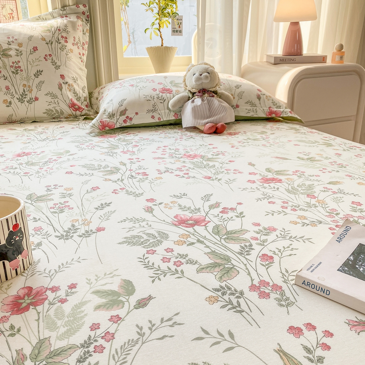 91家纺网 家纺一手货源 找家纺 花梦欣 2026新款全棉印花单品系列2花卉款-单床单 玉笛花间