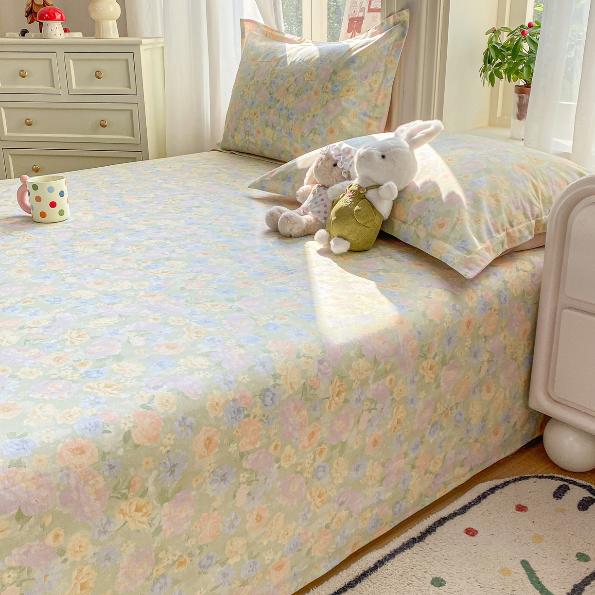 91家纺网 家纺一手货源 找家纺 花梦欣 2026新款全棉印花单品系列2花卉款-单床单 栀子花语