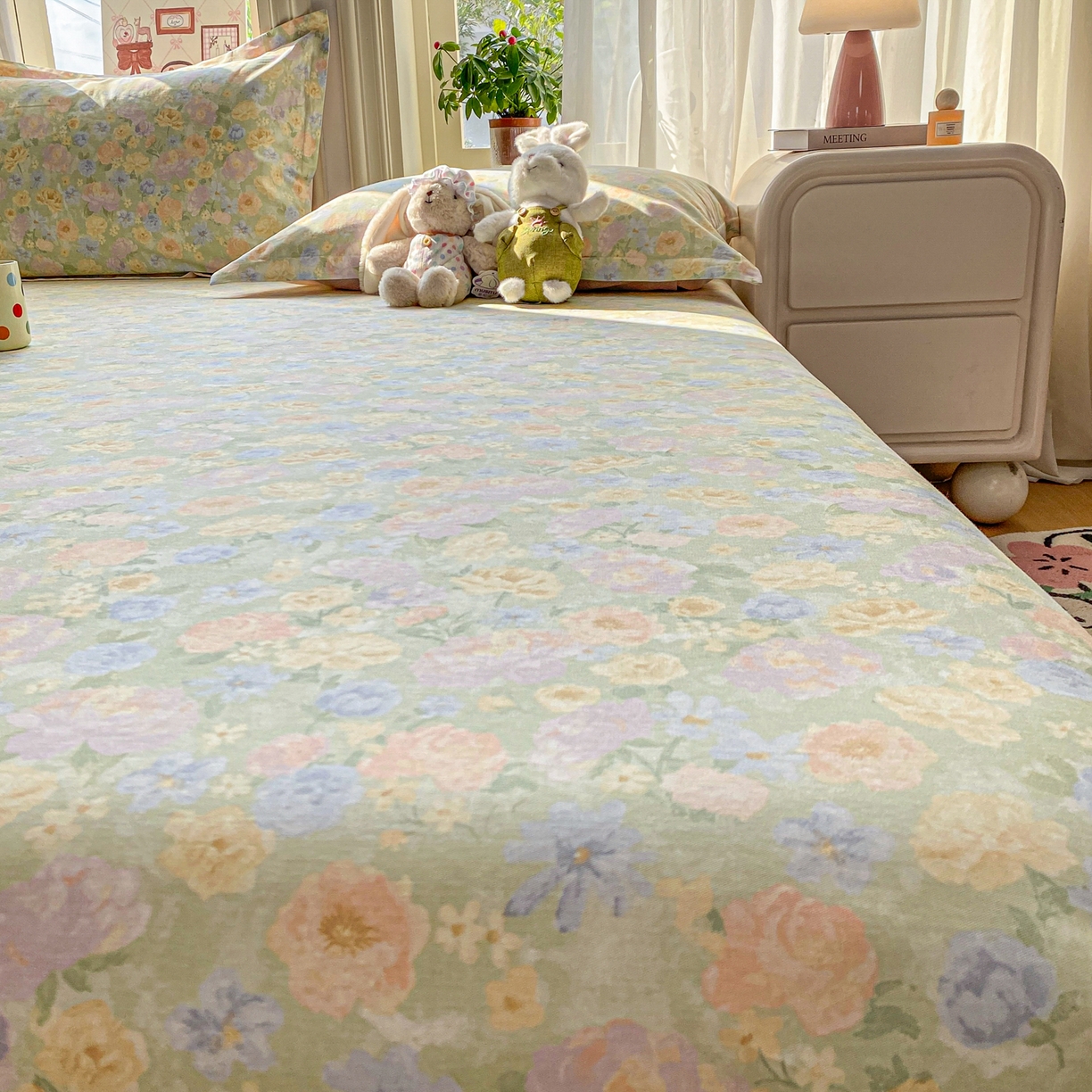 91家纺网 家纺一手货源 找家纺 花梦欣 2026新款全棉印花单品系列2花卉款-单床单 栀子花语