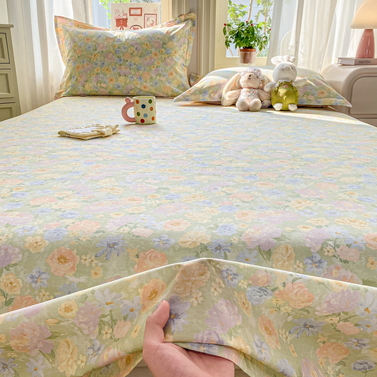 91家纺网 家纺一手货源 找家纺 花梦欣 2026新款全棉印花单品系列2花卉款-单床单 栀子花语