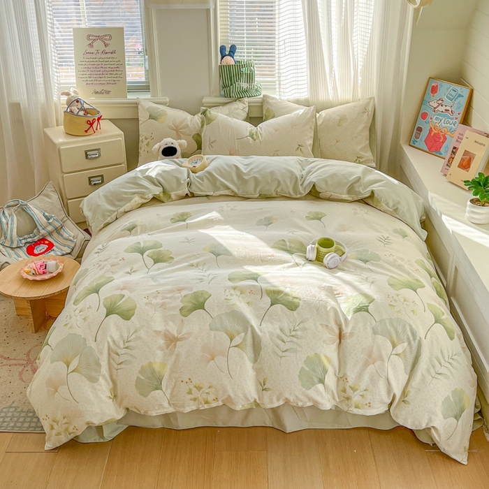 91家纺网 家纺一手货源 找家纺 漫仙阁家纺 2026新款纯棉学生宿舍A版100%新疆棉B版古法水洗三件套全棉四件套告白