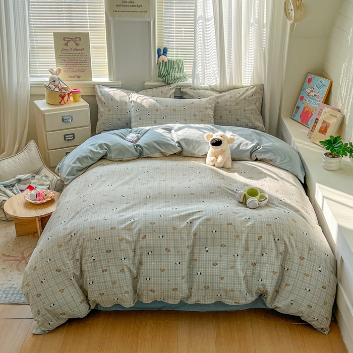 91家纺网 家纺一手货源 找家纺 漫仙阁家纺 2026新款纯棉学生宿舍A版100%新疆棉B版古法水洗三件套全棉四件套酷迪