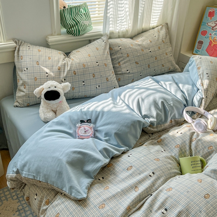 91家纺网 家纺一手货源 找家纺 漫仙阁家纺 2026新款纯棉学生宿舍A版100%新疆棉B版古法水洗三件套全棉四件套酷迪