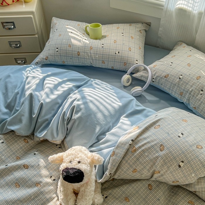 91家纺网 家纺一手货源 找家纺 漫仙阁家纺 2026新款纯棉学生宿舍A版100%新疆棉B版古法水洗三件套全棉四件套酷迪