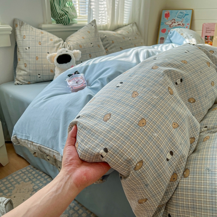 91家纺网 家纺一手货源 找家纺 漫仙阁家纺 2026新款纯棉学生宿舍A版100%新疆棉B版古法水洗三件套全棉四件套酷迪