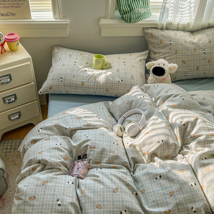 91家纺网 家纺一手货源 找家纺 漫仙阁家纺 2026新款纯棉学生宿舍A版100%新疆棉B版古法水洗三件套全棉四件套酷迪