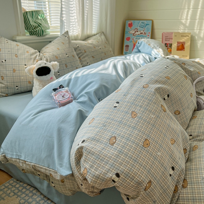 91家纺网 家纺一手货源 找家纺 漫仙阁家纺 2026新款纯棉学生宿舍A版100%新疆棉B版古法水洗三件套全棉四件套酷迪