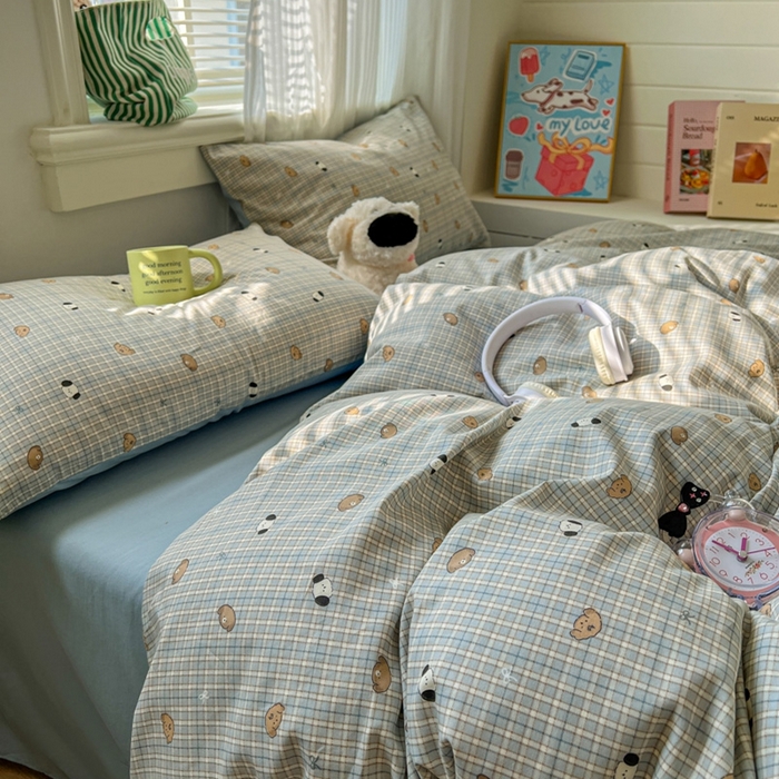 91家纺网 家纺一手货源 找家纺 漫仙阁家纺 2026新款纯棉学生宿舍A版100%新疆棉B版古法水洗三件套全棉四件套酷迪