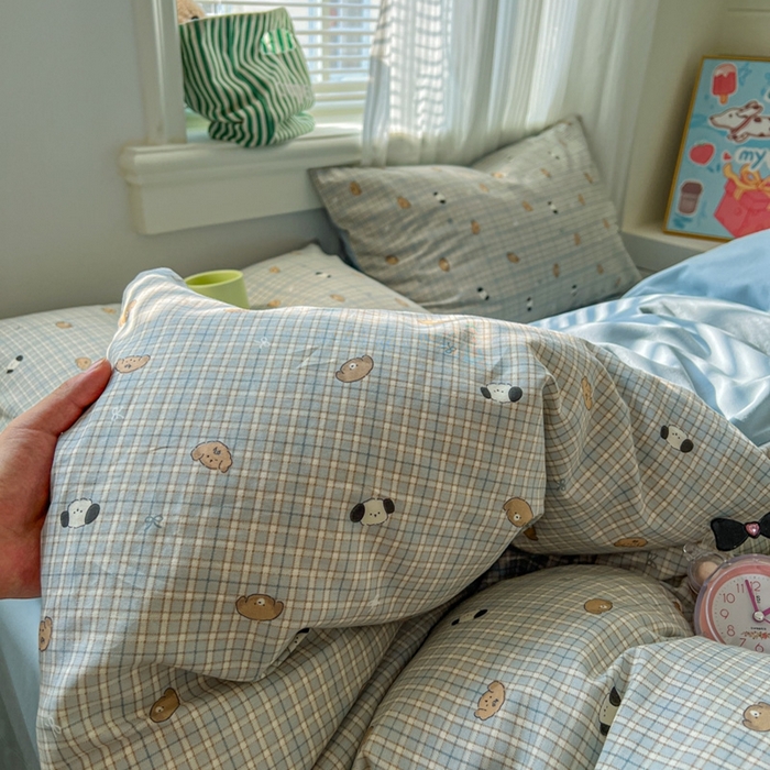 91家纺网 家纺一手货源 找家纺 漫仙阁家纺 2026新款纯棉学生宿舍A版100%新疆棉B版古法水洗三件套全棉四件套酷迪