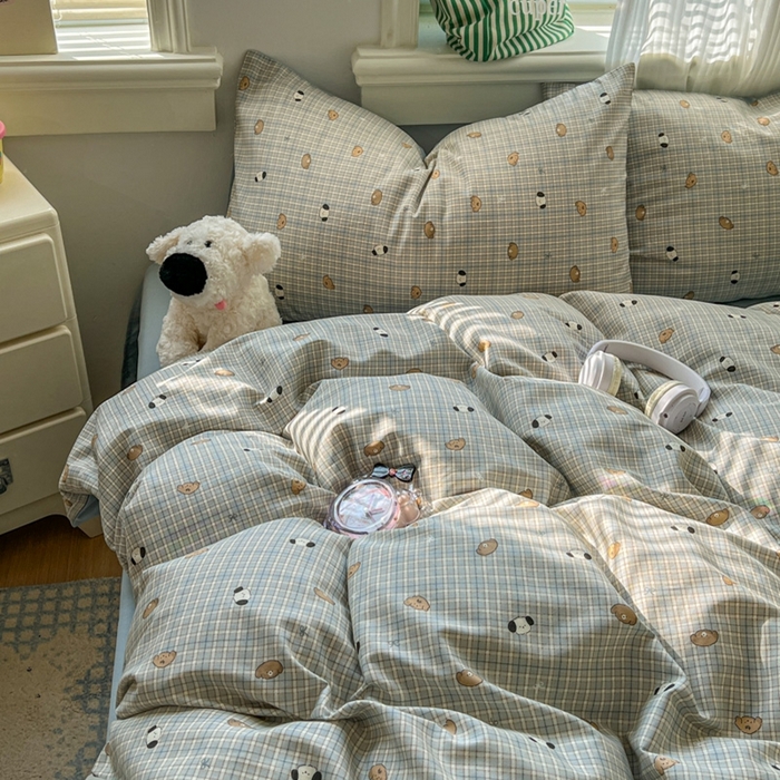 91家纺网 家纺一手货源 找家纺 漫仙阁家纺 2026新款纯棉学生宿舍A版100%新疆棉B版古法水洗三件套全棉四件套酷迪