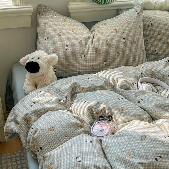 91家纺网 家纺一手货源 找家纺 漫仙阁家纺 2026新款纯棉学生宿舍A版100%新疆棉B版古法水洗三件套全棉四件套酷迪