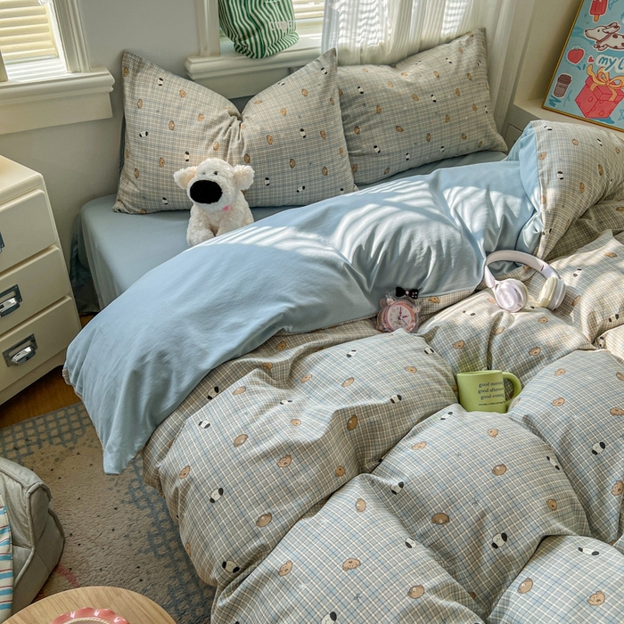 91家纺网 家纺一手货源 找家纺 漫仙阁家纺 2026新款纯棉学生宿舍A版100%新疆棉B版古法水洗三件套全棉四件套酷迪