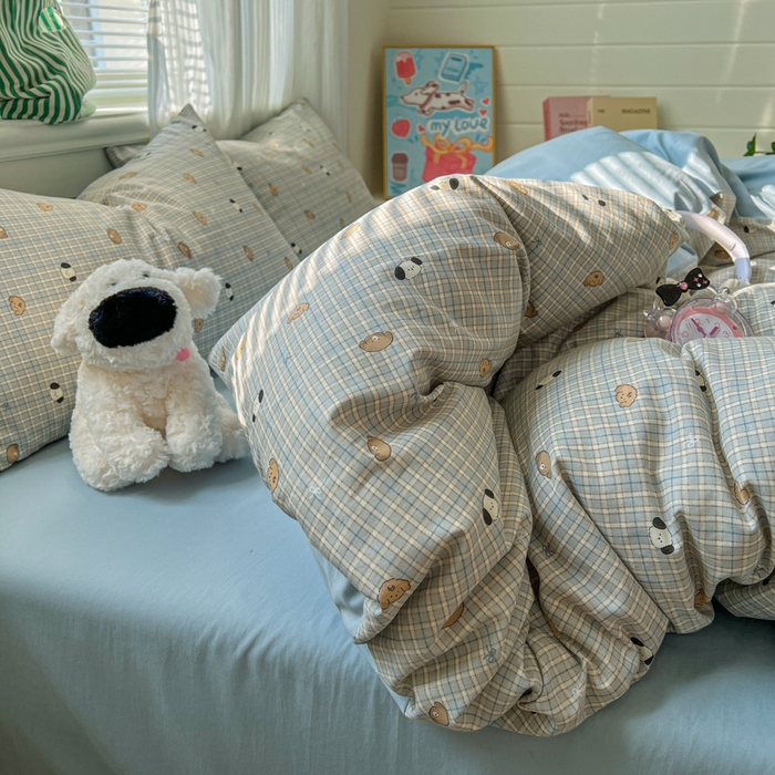 91家纺网 家纺一手货源 找家纺 漫仙阁家纺 2026新款纯棉学生宿舍A版100%新疆棉B版古法水洗三件套全棉四件套酷迪