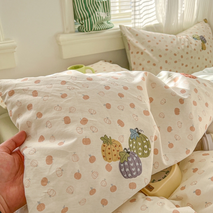 91家纺网 家纺一手货源 找家纺 漫仙阁家纺 2026新款纯棉学生宿舍A版100%新疆棉B版古法水洗三件套全棉四件套南瓜派对