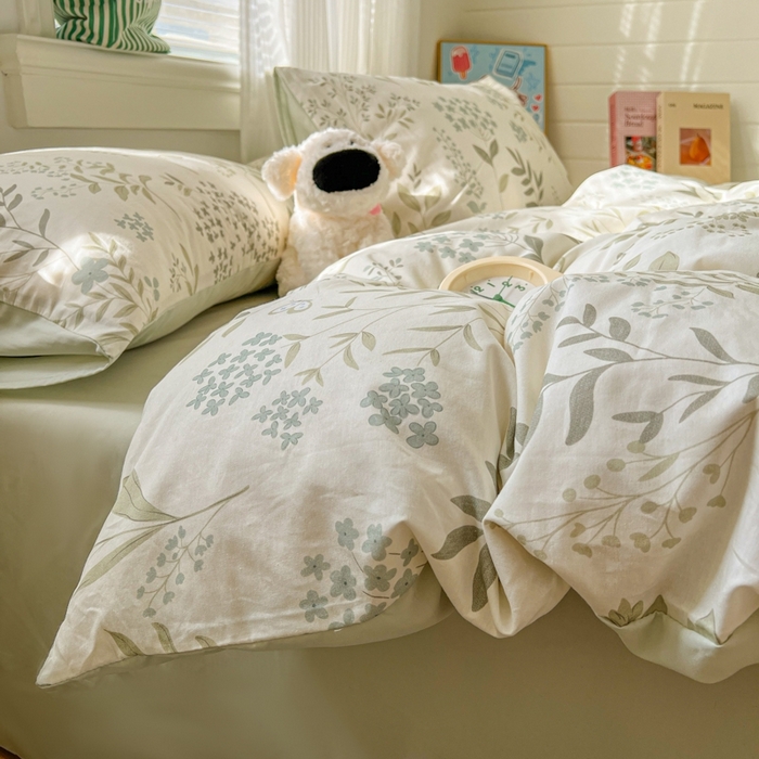 91家纺网 家纺一手货源 找家纺 漫仙阁家纺 2026新款纯棉学生宿舍A版100%新疆棉B版古法水洗三件套全棉四件套戚风浅夏