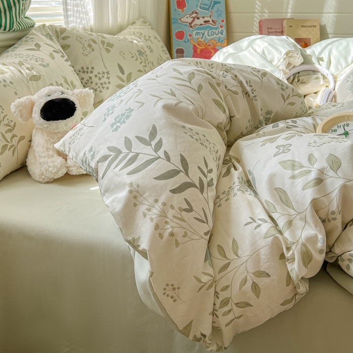 91家纺网 家纺一手货源 找家纺 漫仙阁家纺 2026新款纯棉学生宿舍A版100%新疆棉B版古法水洗三件套全棉四件套戚风浅夏