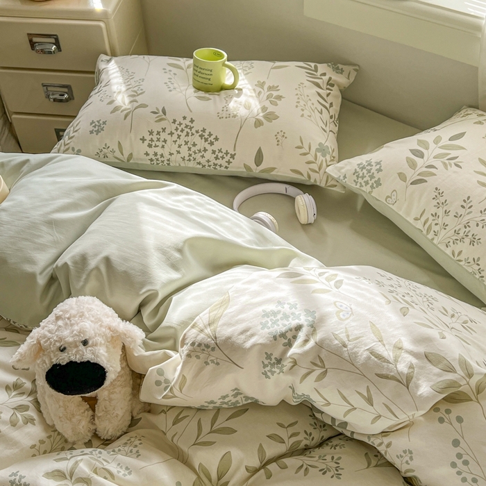 91家纺网 家纺一手货源 找家纺 漫仙阁家纺 2026新款纯棉学生宿舍A版100%新疆棉B版古法水洗三件套全棉四件套戚风浅夏