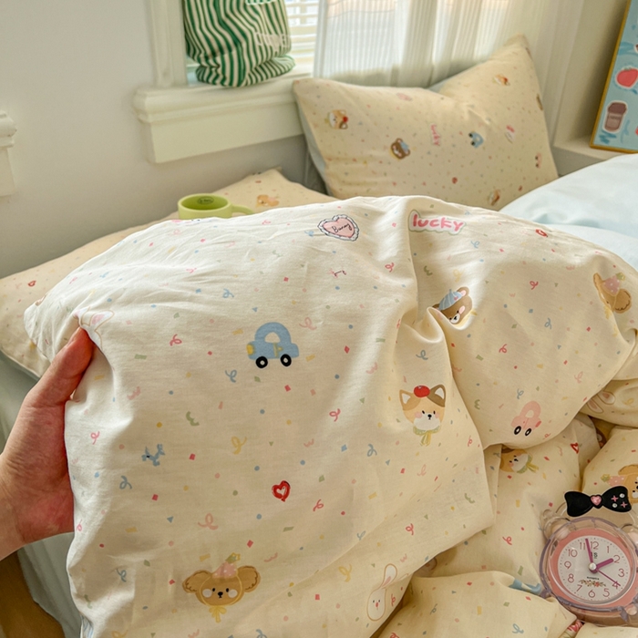 91家纺网 家纺一手货源 找家纺 漫仙阁家纺 2026新款纯棉学生宿舍A版100%新疆棉B版古法水洗三件套全棉四件套奇遇记